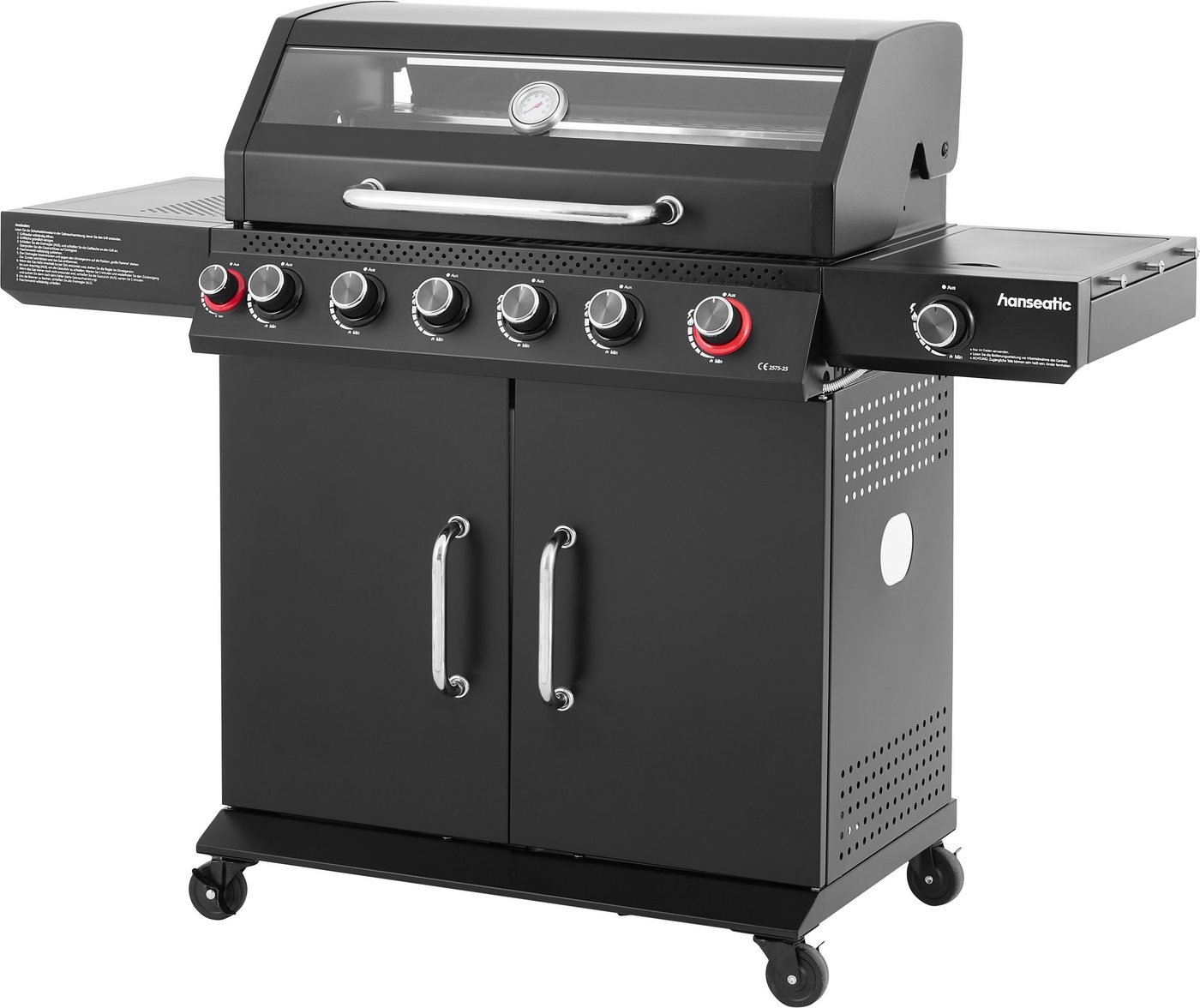 Hanseatic Gasgrill Gasgrill 6+2 Memphis Black Plus, inkl. 3 Jahre Herstellergarantie – Bild 2 von 5