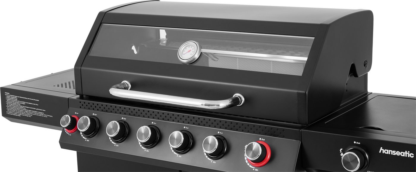Hanseatic Gasgrill Gasgrill 6+2 Memphis Black Plus, inkl. 3 Jahre Herstellergarantie – Bild 3 von 5