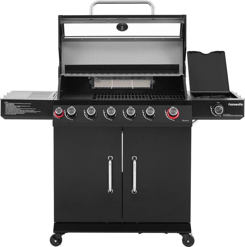 Hanseatic Gasgrill Gasgrill 6+2 Memphis Black Plus, inkl. 3 Jahre Herstellergarantie – Bild 4 von 5