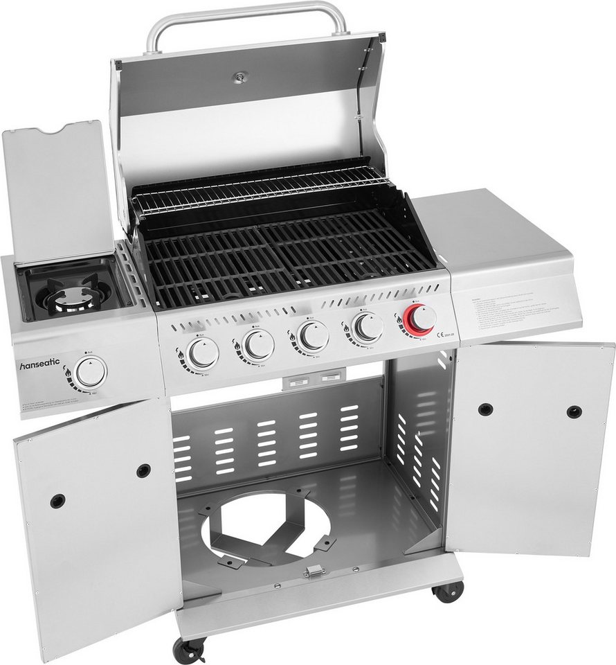 Hanseatic Gasgrill Richland, 5 Brenner (inkl. Turbobrenner) + Seitenbrenner 21,5kw Gesamt, inkl. 3 Jahre Herstellergarantie – Bild 3 von 5