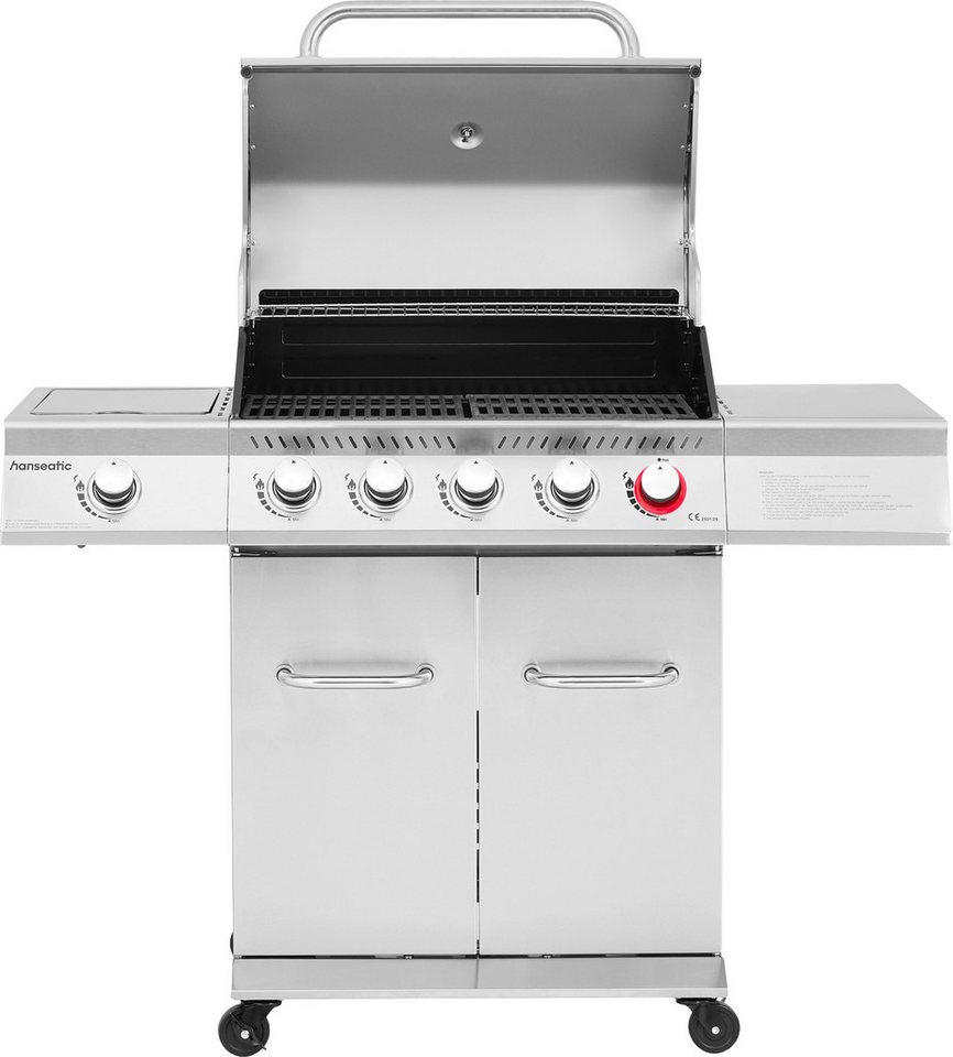 Hanseatic Gasgrill Richland, 5 Brenner (inkl. Turbobrenner) + Seitenbrenner 21,5kw Gesamt, inkl. 3 Jahre Herstellergarantie – Bild 4 von 5