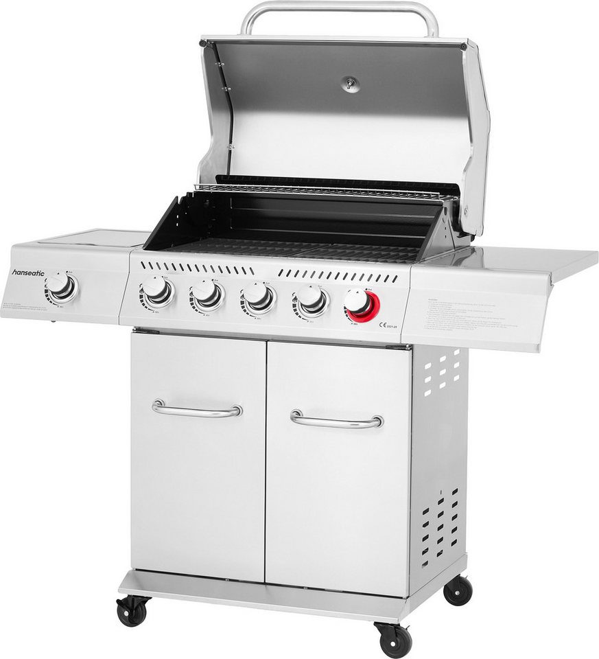 Hanseatic Gasgrill Richland, 5 Brenner (inkl. Turbobrenner) + Seitenbrenner 21,5kw Gesamt, inkl. 3 Jahre Herstellergarantie – Bild 5 von 5