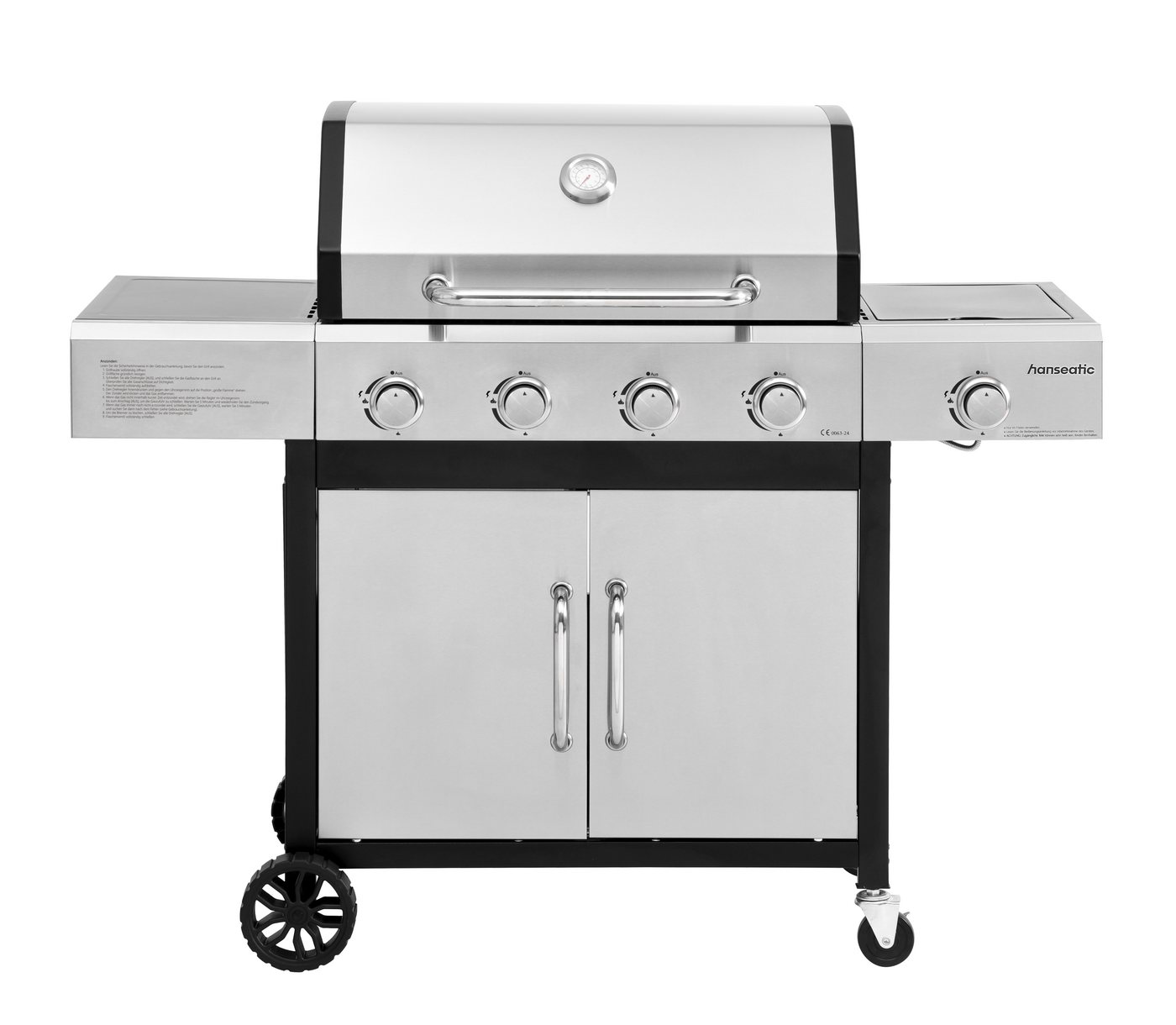 Hanseatic Gasgrill Rockford, 4 Brenner + Seitenbrenner 14,5 kw Gesamt, inkl. 3 Jahre Herstellergarantie – Bild 3 von 5