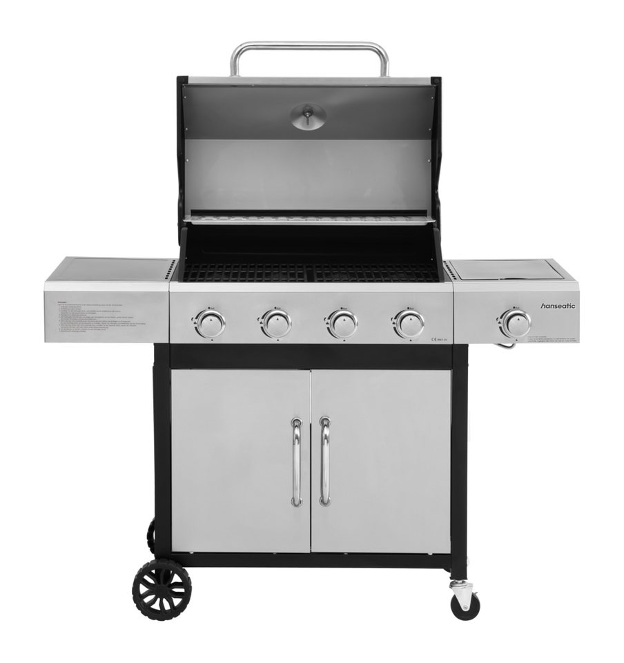 Hanseatic Gasgrill Rockford, 4 Brenner + Seitenbrenner 14,5 kw Gesamt, inkl. 3 Jahre Herstellergarantie – Bild 4 von 5