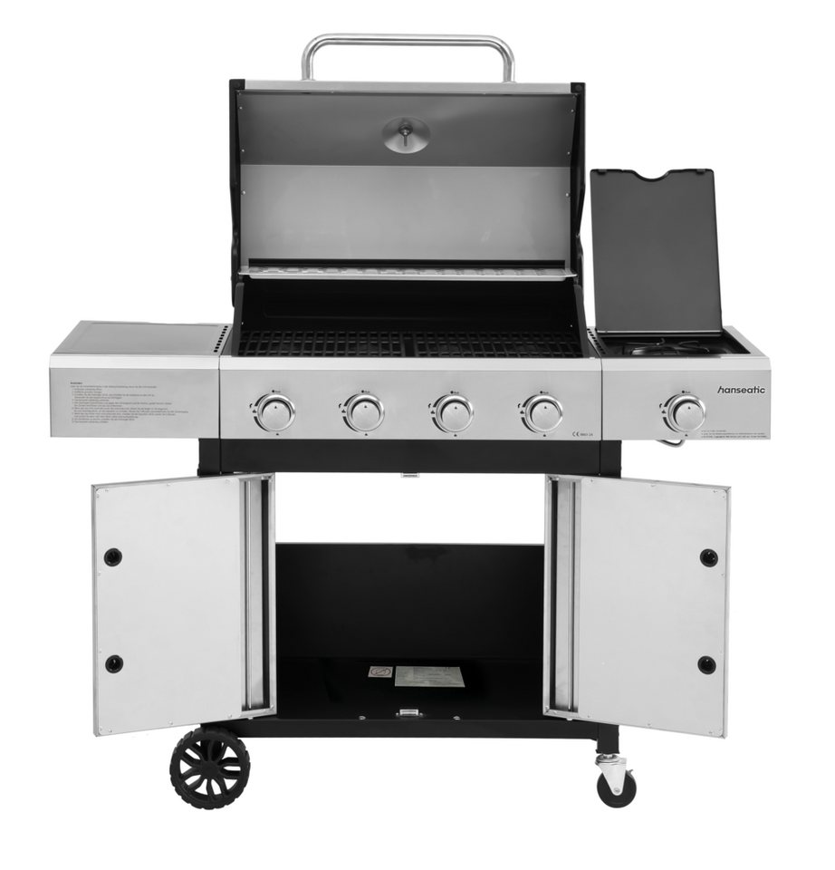 Hanseatic Gasgrill Rockford, 4 Brenner + Seitenbrenner 14,5 kw Gesamt, inkl. 3 Jahre Herstellergarantie – Bild 5 von 5