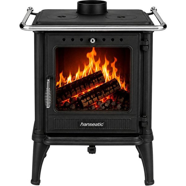 Hanseatic Kaminofen Ambrosia, Gussofen, Exklusiv, Lieferung bis ins Wohnzimmer, 7,2 kW, Zeitbrand, Großer Feuerraum