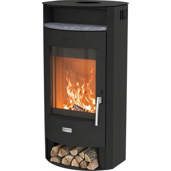 Hanseatic Kaminofen »MAIA Stahl«, Exklusiv, Lieferung bis ins Wohnzimmer, 6,2 kW, Zeitbrand, Große Sichtscheibe, mit Gratis Naturstein im Teefach