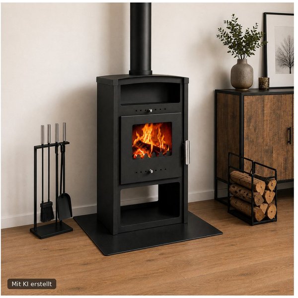 Hanseatic Kaminofen "Ulan", Exklusiv, Lieferung bis ins Wohnzimmer, 8 kW, Zeitbrand, mit Holz- und Warmhaltefach, nur 80 Kg leicht