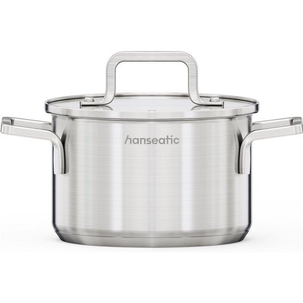 Hanseatic Kochtopf DAILY, Edelstahl 18/10 (1-tlg), handfreundliche Griffe, Literskala, Glasdeckel, Induktion