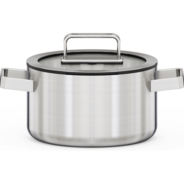 Hanseatic Kochtopf PREMIUM, Edelstahl (1-tlg), handfreundliche Griffe, Literskala, Glasdeckel, Induktion