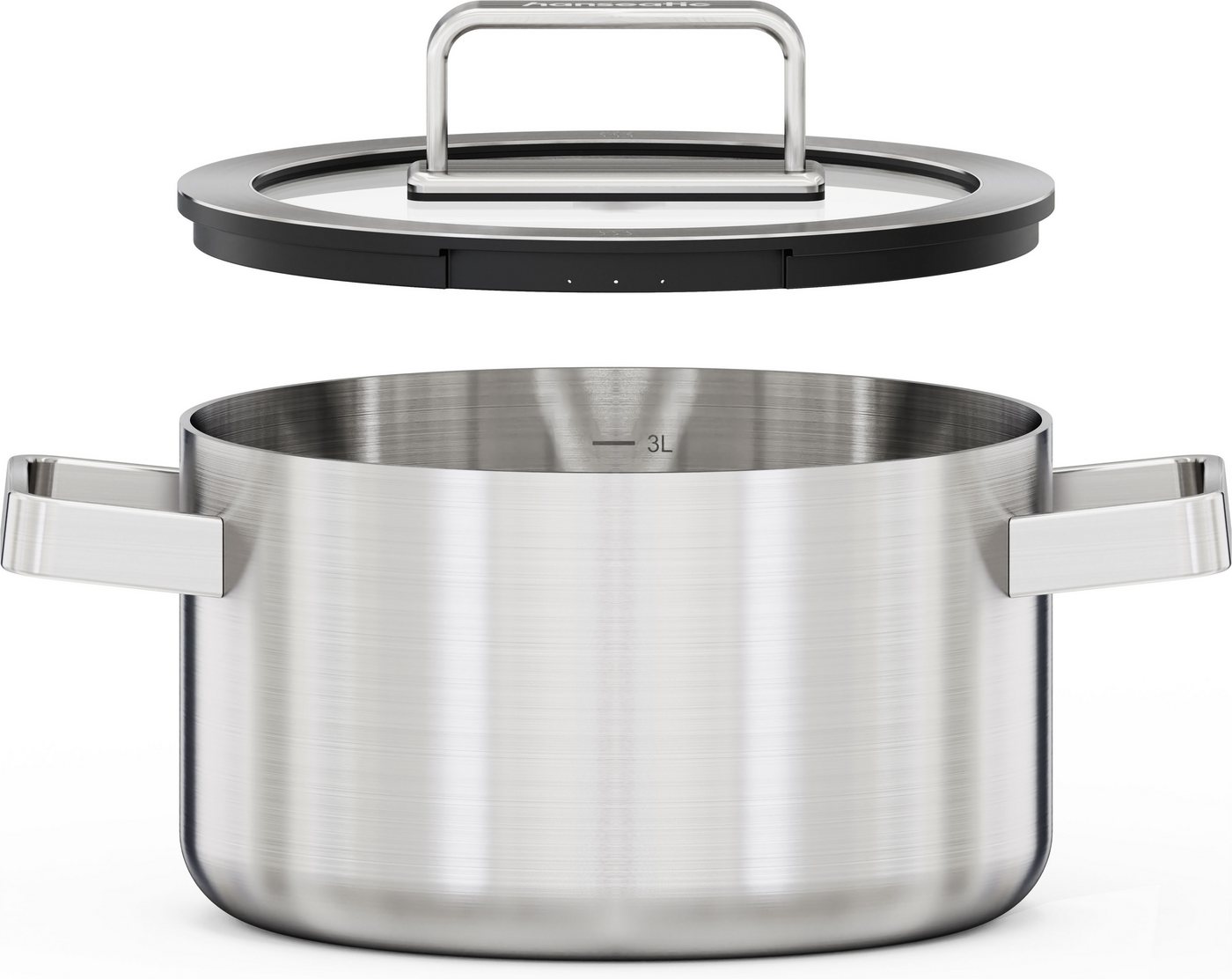Hanseatic Kochtopf PREMIUM, Edelstahl (1-tlg), handfreundliche Griffe, Literskala, Glasdeckel, Induktion – Bild 2 von 5