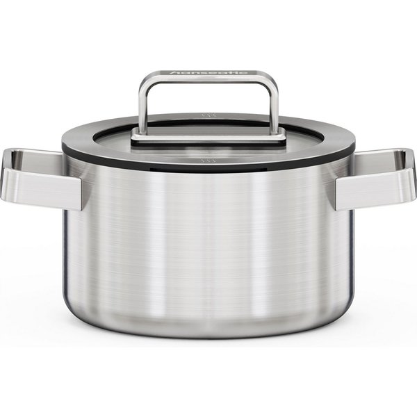 Hanseatic Kochtopf PREMIUM, Edelstahl (1-tlg), handfreundliche Griffe, Literskala, Glasdeckel, Induktion