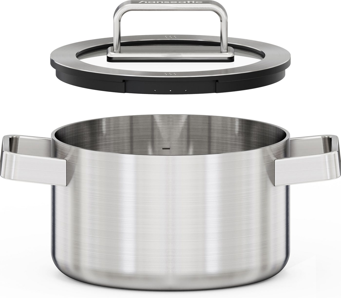 Hanseatic Kochtopf PREMIUM, Edelstahl (1-tlg), handfreundliche Griffe, Literskala, Glasdeckel, Induktion – Bild 2 von 5