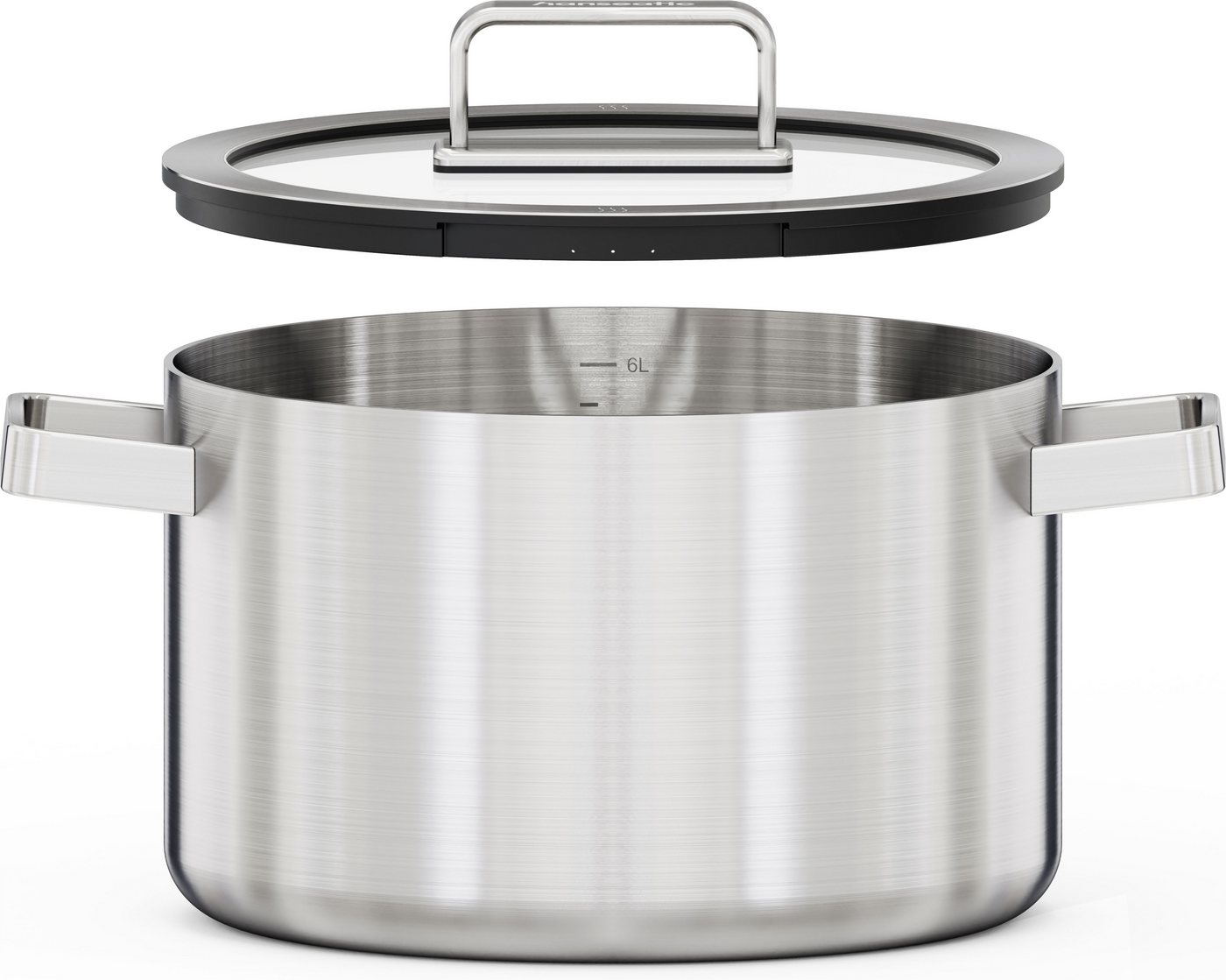 Hanseatic Kochtopf PREMIUM, Edelstahl (1-tlg), handfreundliche Griffe, Literskala, Glasdeckel, Induktion – Bild 2 von 5