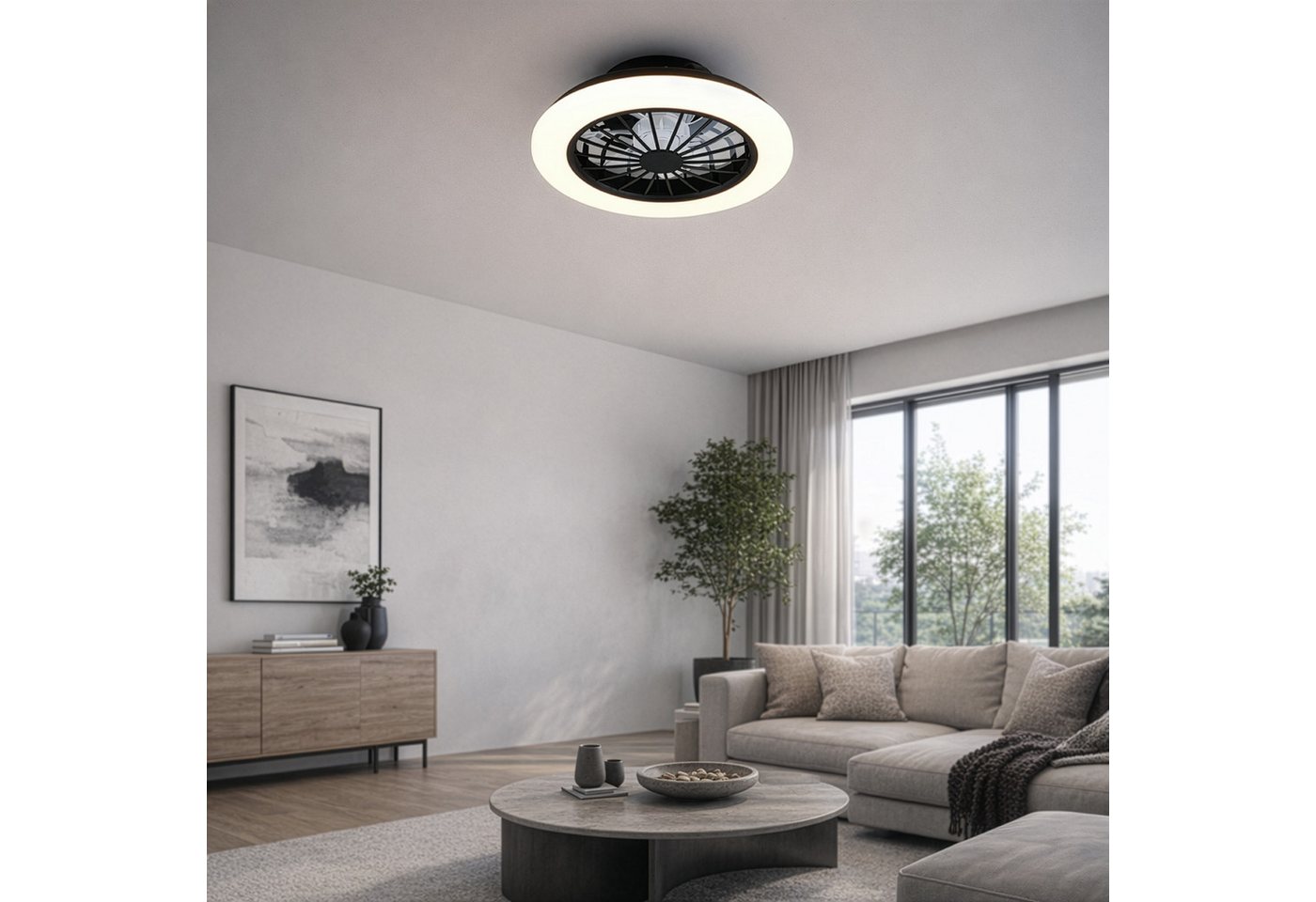 Hanseatic LED Deckenleuchte DLVO69222RS, Deckenventilator mit Licht Ø 38cm, inkl Fernbedienung, CCT - über Fernbedienung, Dimmfunktion, Fernbedienung, Infrarot  – Bild 4 von 5