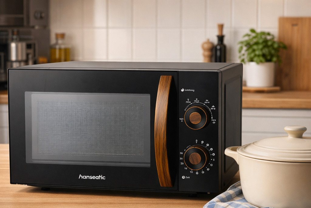 Hanseatic Mikrowelle HM20700WB1G, schwarz, Mikrowelle, 20 l, inkl. 3 Jahre Herstellergarantie – Bild 3 von 5