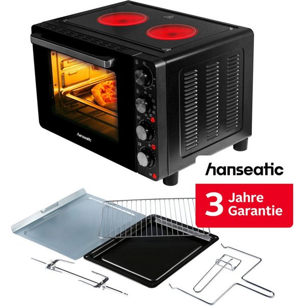 Hanseatic Multiofen HMO287BKB mit 2 Glaskeramik-Kochfeldern, inkl. 3 Jahre Herstellergarantie