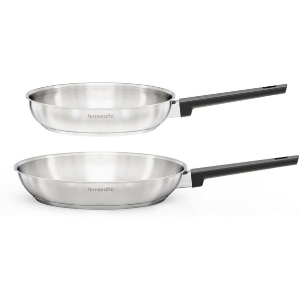Hanseatic Pfannen-Set SMART, Edelstahl 18/10 (Set, 2-tlg., 1x Pfanne Ø 24 cm und 28 cm), ohne Beschichtung, energiesparend, für alle Herdarten, inkl. Induktion