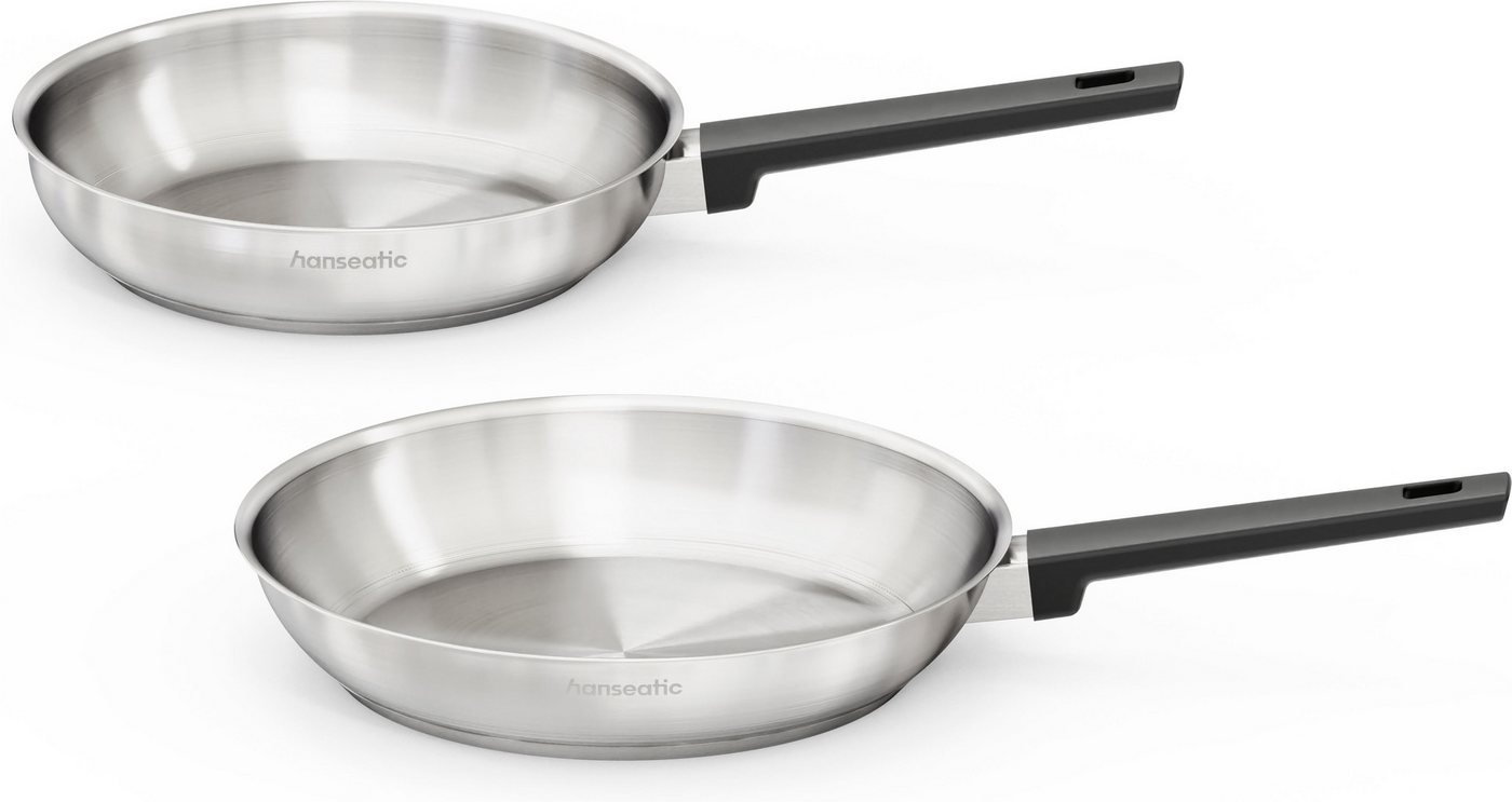 Hanseatic Pfannen-Set SMART, Edelstahl 18/10 (Set, 2-tlg., 1x Pfanne Ø 24 cm und 28 cm), ohne Beschichtung, energiesparend, für alle Herdarten, inkl. Induktion – Bild 2 von 5