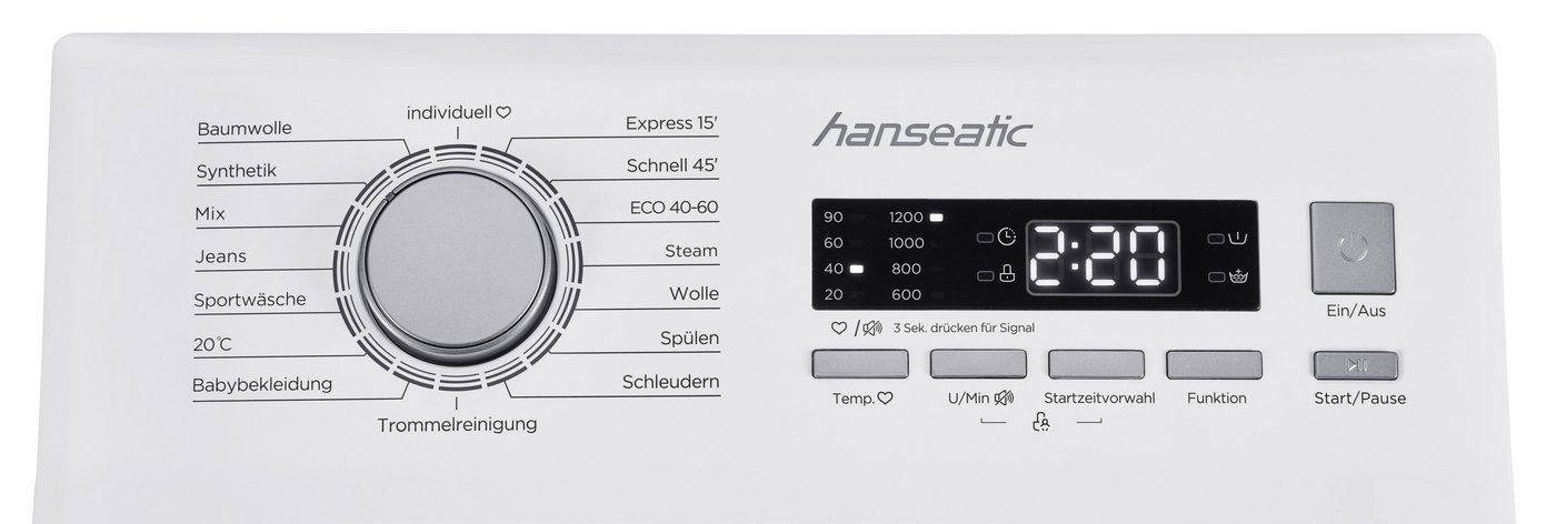 Hanseatic Waschmaschine Toplader HTW612C, 6 kg, 1200 U/min, inkl. 3 Jahre Herstellergarantie – Bild 5 von 5