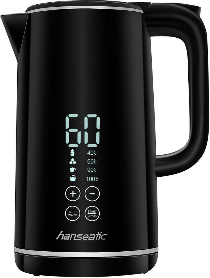 Hanseatic Wasserkocher HWK172200DBD, mit Temperaturvorwahl, 1,7 l, 2200 W, inkl. 3 Jahre Herstellergarantie – Bild 2 von 5
