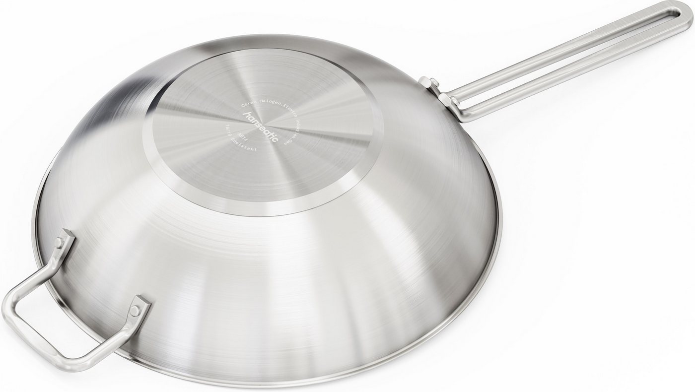 Hanseatic Wok DAILY, Ø ca. 32 cm, mit Antihaftbeschichtung, Edelstahl 18/10 (1-tlg), für alle Herdarten, Induktion – Bild 5 von 5