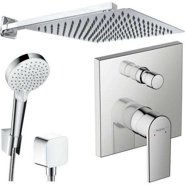 Hansgrohe und Jowi Duscharmatur Unterputz Duschsystem mit Kopfbrause, Vernis Shape Duscharmatur (Set, 5-Teilig, OPTIONAL: 6-Teilig)