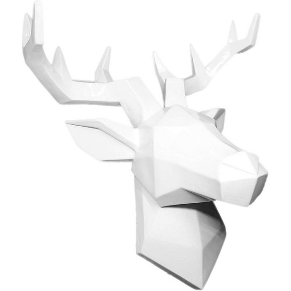 Hansmeier Wanddekoobjekt Hirsch Wandskulptur - Hirschkopf 3D Deko Schädel - Robustes Material