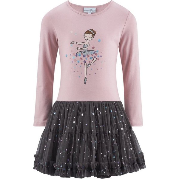 happy girls Jerseykleid Baumwolle mit Stretch, Tüllrock, Glitzerdetails