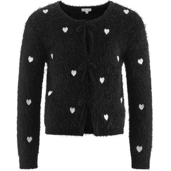 happy girls Strickjacke Materialmix, mit Herzchen Druck