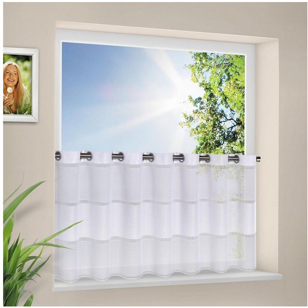 Happy Home Scheibengardine HARLOTTA (1 St), Ösen, transparent, HxB: 53x140, Webware "Made in Germany"