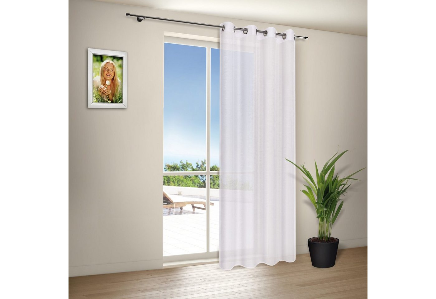 Happy Home Vorhang MIRANDA, 1 Stück, Ösen, halbtransparent (1 St), Ösen, halbtransparent, HxB: 235x140, halbtransparent – Bild 4 von 5