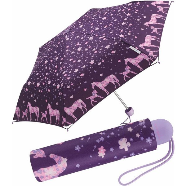 HAPPY RAIN Taschenregenschirm Mini Kinderschirm Basic reflektierend bedruckt, farbenfroh und fantasievoll