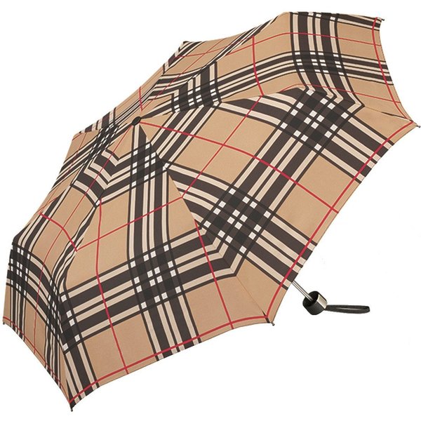 HAPPY RAIN Taschenregenschirm Selection Alu light Regenschirm Manuell checks camel, leicht
