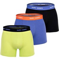 HAPPY SHORTS Happy Shorts Herren Boxer Shorts, 3er Pack - Retro Jersey, Logobund, Größe M in Lila