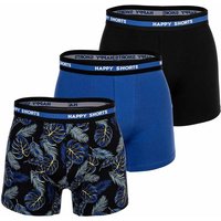 HAPPY SHORTS Happy Shorts Herren Boxer Shorts, 3er Pack - Retro Jersey, Logobund, Größe M in Bunt