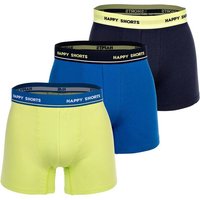 HAPPY SHORTS Happy Shorts Herren Boxer Shorts, 3er Pack - Retro Jersey, Logobund, Größe S in Blau