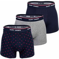 HAPPY SHORTS Happy Shorts Herren Boxer Shorts, 3er Pack - Retro Jersey, Logobund, Größe XL in Bunt