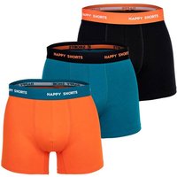HAPPY SHORTS Happy Shorts Herren Boxer Shorts, 3er Pack - Retro Jersey, Logobund, Größe 2XL in Orange