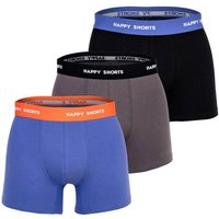 HAPPY SHORTS Happy Shorts Herren Boxer Shorts, 3er Pack - Retro Jersey, Logobund, Größe M in Lila
