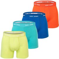 HAPPY SHORTS Happy Shorts Herren Boxer Shorts, 4er Pack - Retro Jersey, einfarbig, Logobund, Größe L in Blau