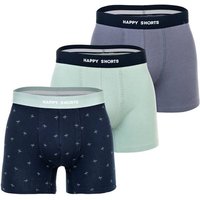 HAPPY SHORTS Happy Shorts Herren Boxer Shorts, 3er Pack - Retro Jersey, Logobund, Größe XL in Bunt