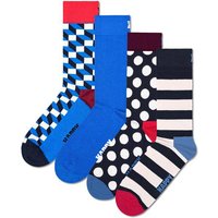 HAPPY SOCKS Happy Socks 4er Pack Unisex Socken - Geschenkbox, Classics, gemischte Farben, Größe 36-40 in Blau