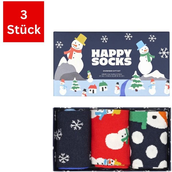 Happy Socks Freizeitsocken 3er Pack Baumwoll Socken mit Motiv, Geschenk, Weihnachten