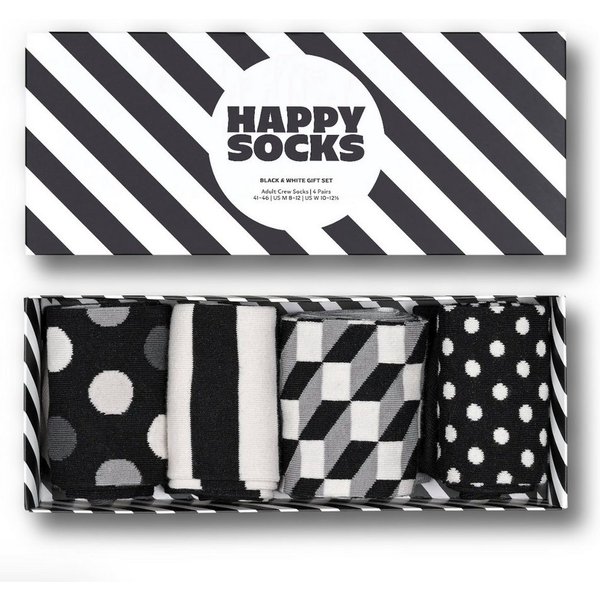Happy Socks Freizeitsocken 4er Pack (41-46) Baumwoll Socken mit Motiv Classic Black Socks