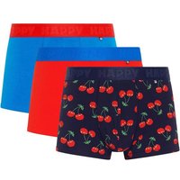 HAPPY SOCKS Happy Socks Herren Boxershorts, 3er Pack - Trunks, Cotton Stretch, uni/gemustert, Größe M in Bunt