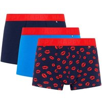HAPPY SOCKS Happy Socks Herren Boxershorts, 3er Pack - Trunks, Cotton Stretch, uni/gemustert, Größe M in Bunt