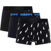 HAPPY SOCKS Happy Socks Herren Boxershorts, 3er Pack - Trunks, Cotton Stretch, uni/gemustert, Größe M in Bunt