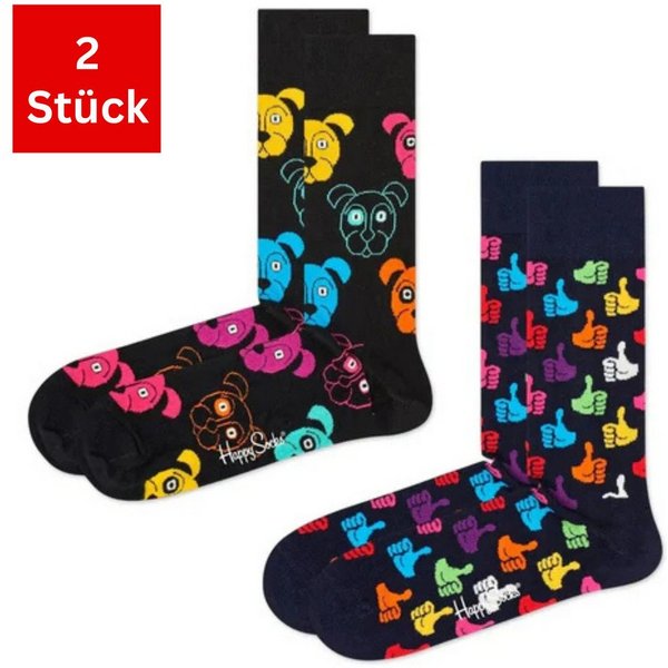 Happy Socks Socken 2er Pack Baumwoll Socken mit Motiv Classic, Geschenk, Geburtstag