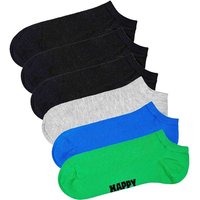 HAPPY SOCKS Happy Socks Unisex Sneaker-Socken, 6er Pack - Solid Socks Low, Baumwollmischung, einfarbig, Größe 36-40 in Schwarz